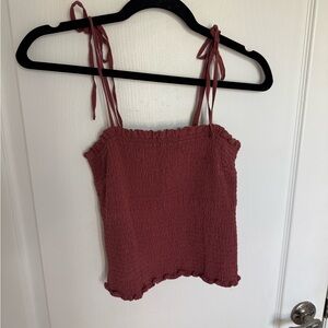 Abercrombie & Fitch Smocked Camisole in Burgundy